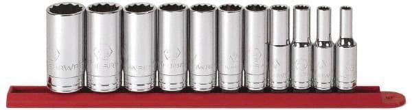 GearWrench - 11 Piece 3/8" Drive Deep Socket Set - 12 Points, 1/4 to 7/8", Inch Measurement Standard - Benchmark Tooling