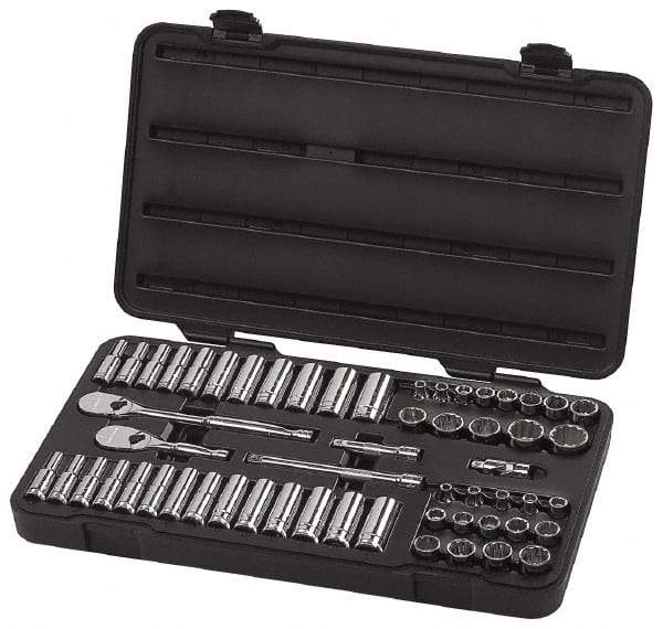 GearWrench - 57 Piece 3/8" Drive Deep Well Socket Set - 12 Points, 1/4" to 1" (6mm to 19mm) Range, Inch/Metric Measurement Standard - Benchmark Tooling