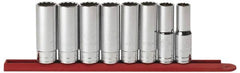 GearWrench - 8 Piece 1/2" Drive Deep Socket Set - 12 Points, 1/2 to 15/16", Inch Measurement Standard - Benchmark Tooling