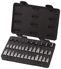 GearWrench - 36 Piece 1/4, 3/8 & 1/2" Drive Hex & Torx Bit Socket Set - 5/32 to 5/16" Hex, T10 to T55 Torx, Comes in Blow Molded Case - Benchmark Tooling