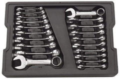 GearWrench - 20 Piece, 3/8" to 15/16" (10mm to 19mm), 12 Point Combination Wrench Set - Inch/Metric Measurement Standard, Full Polish Finish, Comes in Plastic Tray - Benchmark Tooling