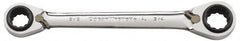 GearWrench - 9/16" x 5/8" & 11/16" x 3/4" 12 Point 4 in 1 Reversible Ratcheting Box Wrench - Double End, 1-11/64" Head Diam x 3/4" Head Thickness, 8-1/4" OAL, Steel, Polished Finish - Benchmark Tooling