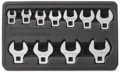 GearWrench - 11 Piece Open End Crowfoot Wrench Set - 3/8 to 1", with Plastic Tray - Benchmark Tooling