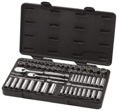 GearWrench - 68 Piece 1/4" & 3/8" Drive Deep Well Socket Set - 6, 12 Points, 3/16" to 7/8" (4mm to 17mm) Range, Inch/Metric Measurement Standard - Benchmark Tooling