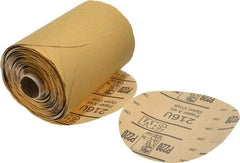 3M - 5" Diam, 220 Grit Aluminum Oxide Adhesive PSA Disc - Very Fine Grade, Gold, A Weighted Backing, Flexible, Use with Random Orbital Sanders - Benchmark Tooling