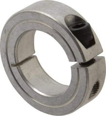 Climax Metal Products - 1-1/8" Bore, Aluminum, One Piece Clamping Shaft Collar - 1-7/8" Outside Diam, 1/2" Wide - Benchmark Tooling