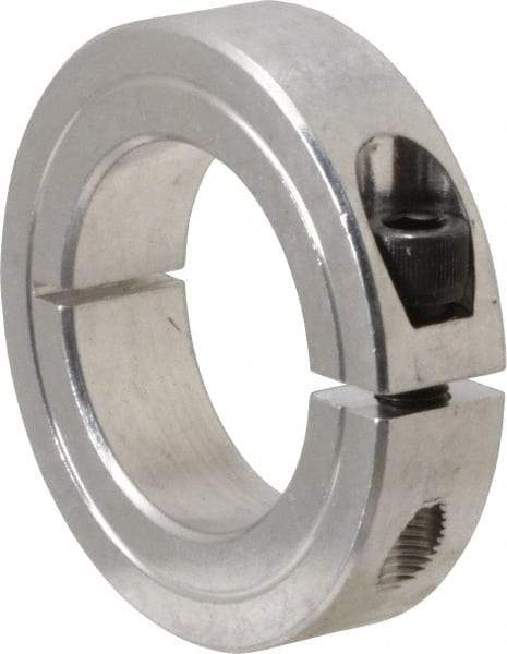 Climax Metal Products - 1-3/8" Bore, Aluminum, One Piece Clamping Shaft Collar - 2-1/4" Outside Diam, 9/16" Wide - Benchmark Tooling