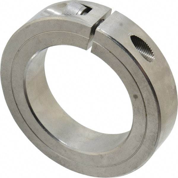 Climax Metal Products - 1-1/2" Bore, Stainless Steel, One Piece One Piece Split Shaft Collar - 2-3/8" Outside Diam, 9/16" Wide - Benchmark Tooling