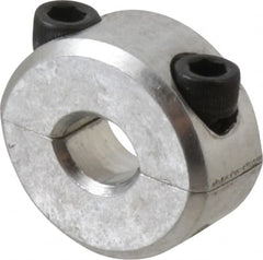 Climax Metal Products - 1/4" Bore, Aluminum, Two Piece Two Piece Split Shaft Collar - 11/16" Outside Diam, 5/16" Wide - Benchmark Tooling