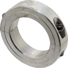 Climax Metal Products - 1-15/16" Bore, Aluminum, Two Piece Two Piece Split Shaft Collar - 3" Outside Diam, 11/16" Wide - Benchmark Tooling