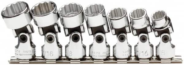 Proto - 7 Piece 3/8" Drive Standard Socket Set - 12 Points, 3/8 to 3/4", Inch Measurement Standard - Benchmark Tooling