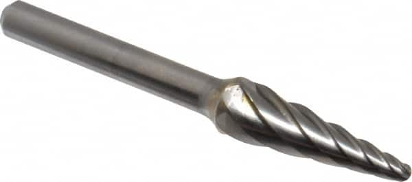 M.A. Ford - 3/8" Cut Diam, 1/4" Shank Diam, Taper Head Single Cut Burr - Carbide, Radius End, 1-1/8" LOC, 3-3/16" OAL - Benchmark Tooling