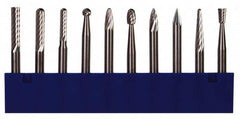 M.A. Ford - 10 Piece, 1/8" Shank Burr Set - Tungsten Carbide, Multiple Head Shape - Benchmark Tooling