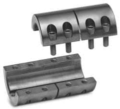 Climax Metal Products - 25mm Inside x 45mm Outside Diam, Metric Two Piece Clamping Rigid Coupling with Keyway - 75mm Long x 8mm Keyway Width x 3.3mm Keyway Depth - Benchmark Tooling