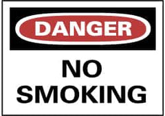 NMC - "Danger - No Smoking", 10" Long x 14" Wide, Rigid Plastic Safety Sign - Rectangle, 0.05" Thick, Use for Accident Prevention - Benchmark Tooling