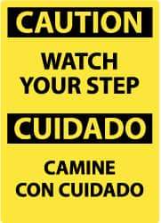 NMC - "Caution - Watch Your Step", 14" Long x 10" Wide, Rigid Plastic Safety Sign - Rectangle, 0.05" Thick, Use for Accident Prevention - Benchmark Tooling
