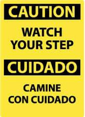 NMC - "Caution - Watch Your Step", 14" Long x 10" Wide, Rigid Plastic Safety Sign - Rectangle, 0.05" Thick, Use for Accident Prevention - Benchmark Tooling