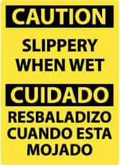 NMC - "Caution - Slippery When Wet", 20" Long x 14" Wide, Rigid Plastic Safety Sign - Rectangle, 0.05" Thick, Use for Accident Prevention - Benchmark Tooling