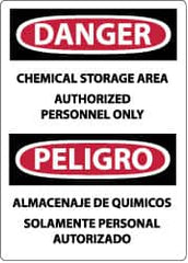 NMC - "Danger - Chemical Storage Area - Authorized Personnel Only", 14" Long x 10" Wide, Rigid Plastic Safety Sign - Rectangle, 0.05" Thick, Use for Security & Admittance - Benchmark Tooling