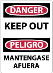 NMC - "Danger - Keep Out", 14" Long x 10" Wide, Pressure-Sensitive Vinyl Safety Sign - Rectangle, 0.004" Thick, Use for Accident Prevention - Benchmark Tooling