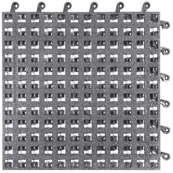 Wearwell - 18" Long x 18" Wide x 7/8" Thick, Anti-Fatigue Modular Matting Open Grid - Male & Female, 4 Interlocking Sides, Black, For Dry & Wet Areas, Series 561 - Benchmark Tooling