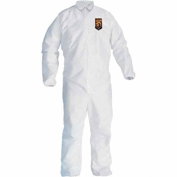 KleenGuard - Size 3XL SMS General Purpose Coveralls - White, Zipper Closure, Elastic Cuffs, Elastic Ankles, Seamless - Benchmark Tooling