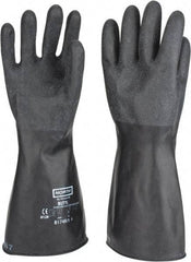 North - Size L (9), 14" Long, 17 mil Thick, Butyl Chemical Resistant Gloves - Textured Finish, Rolled Cuff, Black - Benchmark Tooling