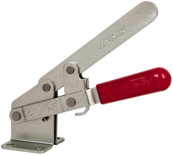 De-Sta-Co - 1,200 Lb Holding Capacity, Vertical Handle, Manual Hold Down Toggle Clamp - 72° Handle Movement, 140° Bar Opening, Solid Bar, Flanged Base, Carbon Steel - Benchmark Tooling