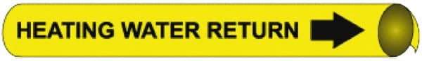 NMC - Pipe Marker with Heating Water Return Legend and Arrow Graphic - 6 to 8" Pipe Outside Diam, Black on Yellow - Benchmark Tooling