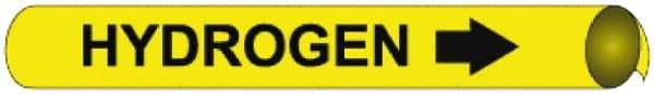 NMC - Pipe Marker with Hydrogen Legend and Arrow Graphic - 10 to 10" Pipe Outside Diam, Black on Yellow - Benchmark Tooling