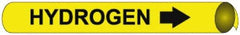 NMC - Pipe Marker with Hydrogen Legend and Arrow Graphic - 10 to 10" Pipe Outside Diam, Black on Yellow - Benchmark Tooling