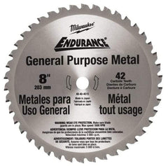 Milwaukee Tool - 8" Diam, 42 Tooth Wet & Dry Cut Saw Blade - Carbide-Tipped, Standard Round Arbor - Benchmark Tooling