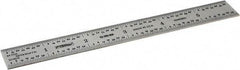 Fowler - 6" Long, 1/64, 1/32" and 0.5, 1mm Graduation, Rigid Steel Rule - English/Metric Graduation Style, Silver - Benchmark Tooling