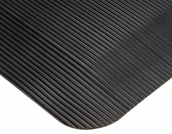 Wearwell - 75' Long x 2' Wide, Dry Environment, Anti-Fatigue Matting - Black, Vinyl with Vinyl Sponge Base, Beveled on 4 Sides - Benchmark Tooling