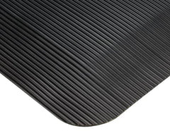 Wearwell - 75' Long x 4' Wide, Dry Environment, Anti-Fatigue Runner - Black, Vinyl with Vinyl Sponge Base, Beveled on 4 Sides - Benchmark Tooling