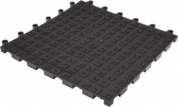 Wearwell - 18" Long x 18" Wide x 7/8" Thick, Anti-Fatigue Modular Matting Solid Grid - 4 Interlocking Sides, Black, For Dry Areas, Series 562 - Benchmark Tooling