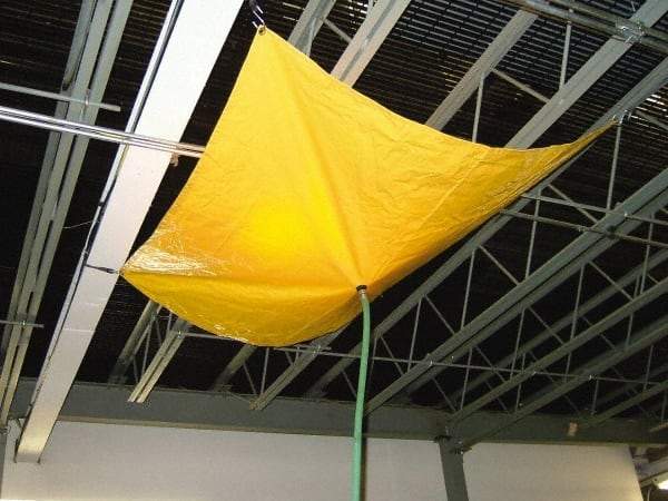 PRO-SAFE - Tarp-Shaped Heavy Duty Roof Leak Diverter - 12' Long x 12' Wide x 18 mil Thick, Yellow - Benchmark Tooling