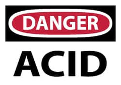 NMC - Hazardous Materials Label, Header: DANGER - Legend: Danger - Acid, English, Red, Black & White, 5" Long x 3" High, Sign Muscle Finish - Benchmark Tooling