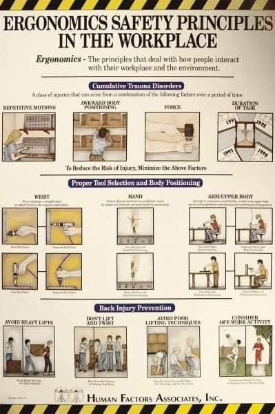 NMC - 24" Wide x 36" High Laminated Paper Ergonomics Information Poster - English - Benchmark Tooling