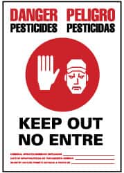 NMC - "Danger - Pesticides - Keep Out - No Enter", 20" Long x 14" Wide, Aluminum Safety Sign - Rectangle, 0.04" Thick, Use for Security & Admittance - Benchmark Tooling