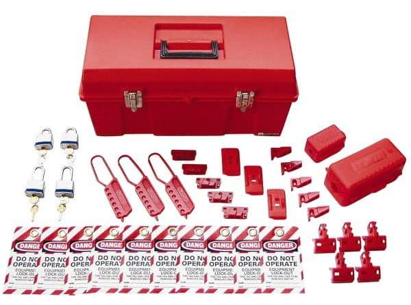 NMC - 38 Piece Electrical Lockout Kit - Comes in Tool Box - Benchmark Tooling