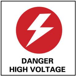 NMC - Accident Prevention Label - Legend: Danger - High Voltage, English, Black, Red & White, 4" Long x 4" High, Sign Muscle Finish - Benchmark Tooling
