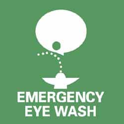 NMC - First Aid Label - Legend: Emergency Eye Wash, English, Green & White, 4" Long x 4" High, Sign Muscle Finish - Benchmark Tooling