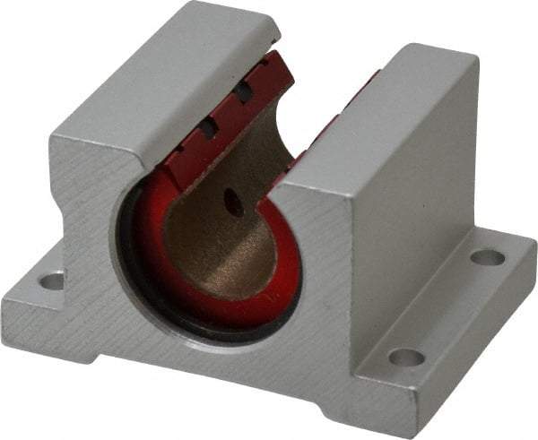 Pacific Bearing - 1/2" ID, 2" OAW x 1.688" OAL x 1-5/8" OAH Open Pillow Block - 975 Lb Static Cap, 1.688" Btw Mnt Hole Ctrs, 0.687" Base-to-Ctr Ht, Aluminum - Benchmark Tooling