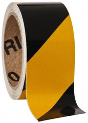 NMC - Black & Yellow Striped Vinyl Tape - 2" Wide x 30' Long x 0.002" Thick, General Traffic - Benchmark Tooling
