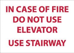 NMC - In Case of Fire - Do Not Use Elevator - Use Stairway, Plastic Fire and Exit Sign - 14" Wide x 10" High - Benchmark Tooling
