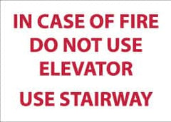 NMC - In Case of Fire - Do Not Use Elevator - Use Stairway, Plastic Fire and Exit Sign - 14" Wide x 10" High - Benchmark Tooling