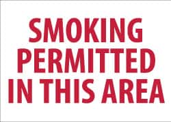 NMC - "Smoking Permitted in This Area", 10" Long x 14" Wide, Rigid Plastic Safety Sign - Rectangle, 0.05" Thick, Use for Smoking Regulations - Benchmark Tooling