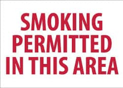 NMC - "Smoking Permitted in This Area", 10" Long x 14" Wide, Rigid Plastic Safety Sign - Rectangle, 0.05" Thick, Use for Smoking Regulations - Benchmark Tooling