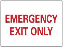NMC - Emergency Exit Only, Plastic Exit Sign - 10" Wide x 7" High - Benchmark Tooling